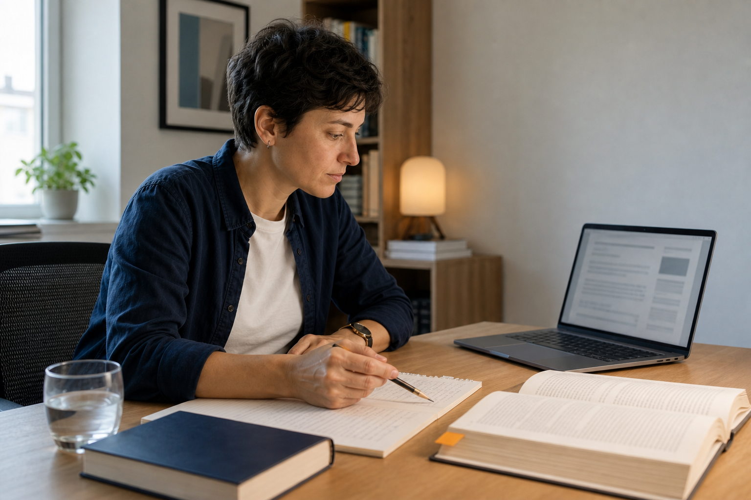 Apprenant comparant une réponse d’IA avec ses notes et une source indépendante